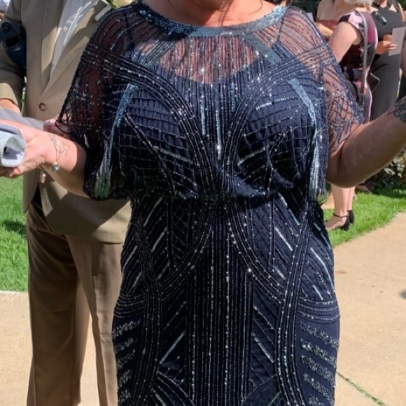 Navy and silver gown, unique and beautiful! Mother of the groom, worn once, 14 - Picture 8 of 8